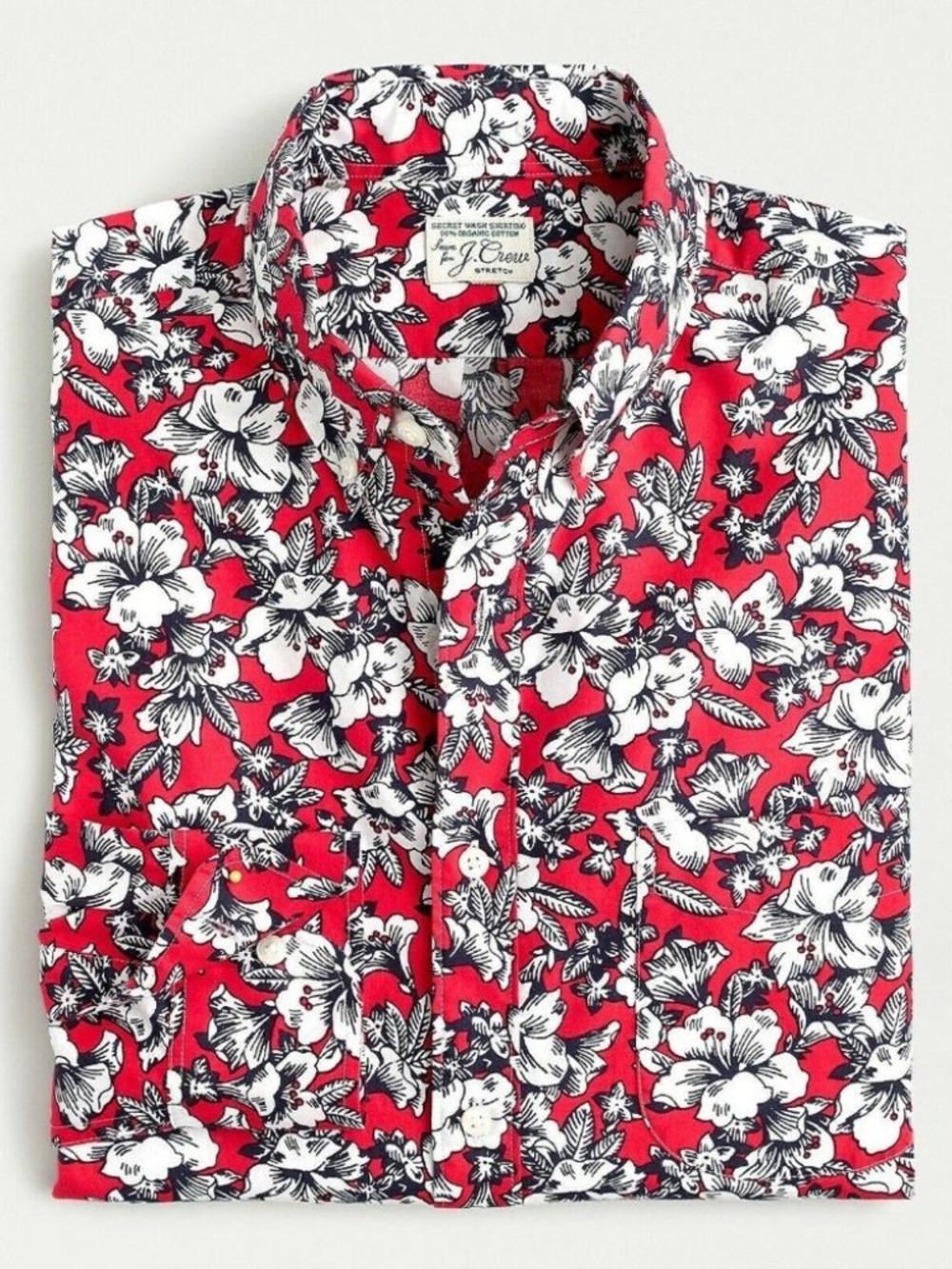 J. Crew Floral Slim Stretch Secret Wash Organic Cotton Button Down Shirt